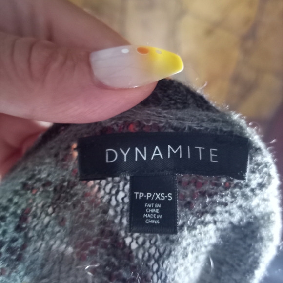 Dynamite Gray and Black V-Neck Sweater - Picture 2 of 4